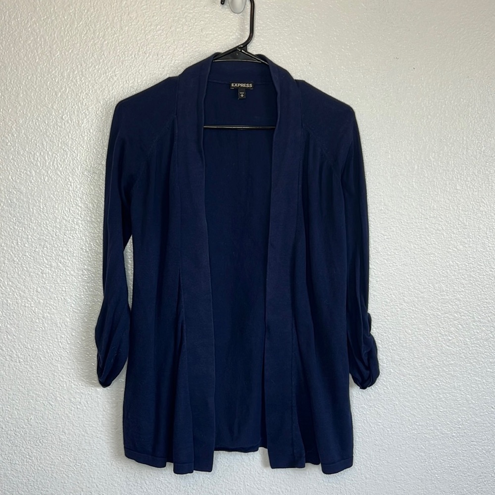Express Size M 3/4 Sleeve Navy Blue Top